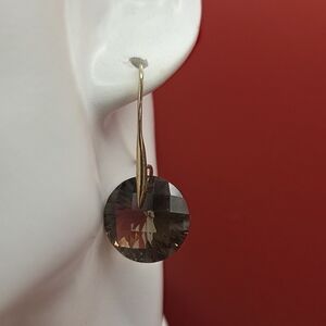 Faceted Smoky Quartz Dangle Earrings. Sterling Silver With Gold Tone Overlay.